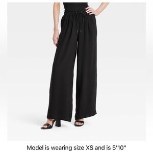 NWT Women’s High Rise Modern Gauze Wide Leg Pull On Pants A New Day Black Small